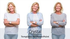  Presentation with collage of retro camera - PPT theme enhanced with woman over white isolated backgroud background and a  colored foreground