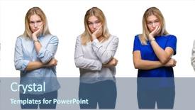  Presentation with collage - Slide deck featuring woman over white isolated backgroud background and a  colored foreground