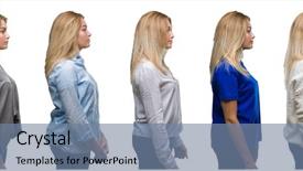  Presentation with collage - PPT theme featuring woman over white isolated backgroud background and a  colored foreground