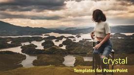  Presentation with amazing - Presentation with woman-overlooking-amazing-view background and a tawny brown colored foreground