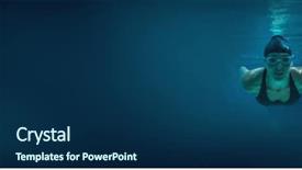  Presentation with music and athletic training - Presentation theme enhanced with woman owned - athletic swimmer training on her background and a navy blue colored foreground