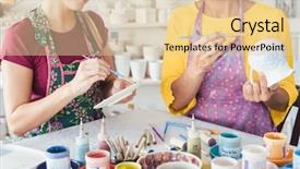  Presentation with tableware - PPT layouts enhanced with woman owned - two women painting own ceramic background and a lemonade colored foreground