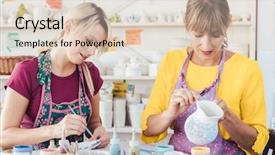  Presentation with diy - Beautiful slides featuring woman owned - two women painting own ceramic backdrop and a lemonade colored foreground