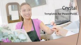  Presentation with older athlete runs - Beautiful PPT layouts featuring woman owned business - florist runs her own boutique backdrop and a light gray colored foreground