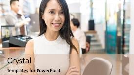  Presentation with optical - Amazing presentation design having woman owning small business backdrop and a coral colored foreground