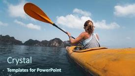  Presentation with kayak - Beautiful slide deck featuring woman paddles kayak in the ha long bay in vietnam backdrop and a tawny brown colored foreground