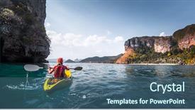  Presentation with calm sea - Amazing presentation design having woman paddles kayak backdrop and a ocean colored foreground
