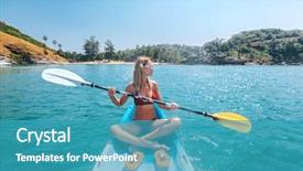  Presentation with kayaking - Colorful slides enhanced with woman paddling a kayak backdrop and a teal colored foreground