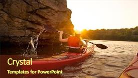  Presentation with kayak - Audience pleasing slide deck consisting of woman paddling the red kayak backdrop and a tawny brown colored foreground
