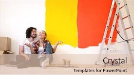  Presentation with young happy couple - Beautiful PPT layouts featuring woman paint - happy young couple relaxing backdrop and a lemonade colored foreground