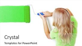  Presentation with paint roller - Slides with woman paint on the wall background and a white colored foreground
