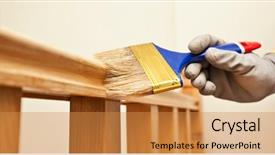  Presentation with wooden board for oktoberfest - Slide deck having woman paints a varnish wooden background and a gold colored foreground