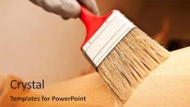  Presentation with wooden board for oktoberfest - Audience pleasing PPT theme consisting of woman paints a varnish wooden backdrop and a yellow colored foreground