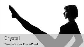  Presentation with posture - Slides consisting of woman paripurna navasana boat pose yoga posture position in silouhette on studio white background background and a light gray colored foreground