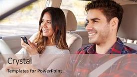  Presentation with gps - Cool new PPT theme with woman passenger using gps backdrop and a coral colored foreground