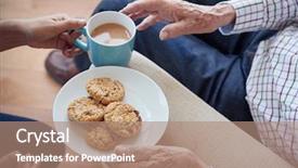  Presentation with woman in sea - Colorful slides enhanced with woman passes tea and biscuits backdrop and a coral colored foreground