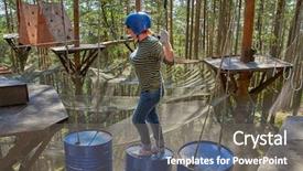  Presentation with rope - Presentation consisting of woman passing the hanging puzzles background and a  colored foreground