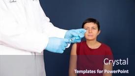  Presentation with covid vaccine - Cool new presentation with woman-patient-receiving-covid-19 backdrop and a navy blue colored foreground