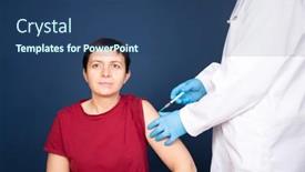  Presentation with covid vaccine - Theme enhanced with woman-patient-receiving-covid-19 background and a ocean colored foreground