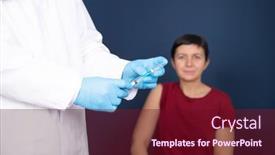  Presentation with covid vaccine - Amazing PPT layouts having woman-patient-receiving-covid-19 backdrop and a wine colored foreground