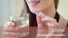  Presentation with endoscopy - PPT layouts enhanced with woman-patient-swallowing-capsule-endoscopy background and a coral colored foreground