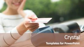 Presentation with credit card - Cool new theme with woman pay by credit card backdrop and a coral colored foreground