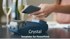 Presentation with pos - Slides enhanced with woman-pay-on-cellphone background and a ocean colored foreground