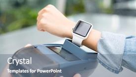  Presentation with nfc technology - Presentation featuring woman pay on smart watch background and a ocean colored foreground