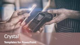  Presentation with nfc technology - Slide deck enhanced with woman paying bill through smartphone background and a coral colored foreground