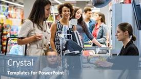  Presentation with grocery store - Amazing slides having woman-paying-with-a-smart backdrop and a seafoam green colored foreground