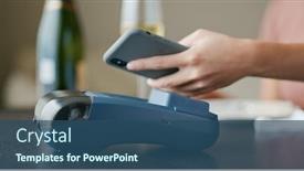  Presentation with pos - PPT layouts enhanced with woman-pays-with-mobile-phone background and a ocean colored foreground