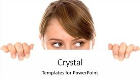  Presentation with blank - Beautiful slide deck featuring woman peeping over a blank billboard backdrop and a white colored foreground
