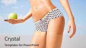  Presentation with slim body - Slide deck featuring woman perfect slim body holding background and a  colored foreground