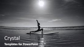  Presentation with warrior woman - PPT layouts with woman-performing-a-yoga-asana background and a dark gray colored foreground