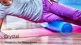  Presentation with exercise - Cool new presentation design with woman performing exercise using foam backdrop and a lemonade colored foreground