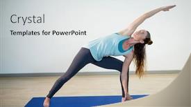 Presentation with exercise mat - Colorful presentation design enhanced with woman-performing-extended-side-angle backdrop and a light gray colored foreground