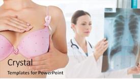  Presentation with composite - Beautiful slides featuring woman performing self breast backdrop and a coral colored foreground