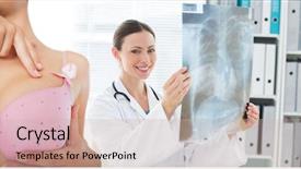  Presentation with extreme - PPT layouts featuring woman performing self breast background and a soft green colored foreground