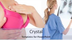  Presentation with composite - Colorful PPT theme enhanced with woman performing self breast backdrop and a light blue colored foreground