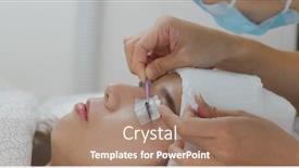  Presentation with beauty salon - Colorful presentation enhanced with woman-perm-her-eyelash backdrop and a coral colored foreground