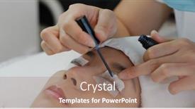  Presentation with salon - Colorful slide set enhanced with woman-perm-her-eyelash backdrop and a coral colored foreground