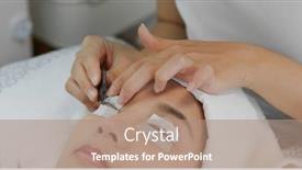  Presentation with beauty salon - Audience pleasing slides consisting of woman-perm-her-eyelash backdrop and a coral colored foreground