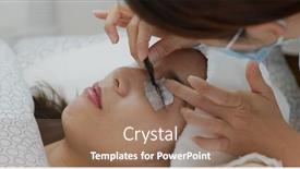  Presentation with beauty salon - Presentation theme consisting of woman-perm-her-eyelash background and a coral colored foreground