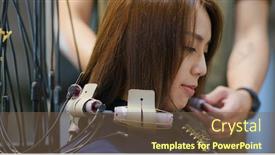  Presentation with hair salon - Amazing presentation having woman-perm-her-hair backdrop and a tawny brown colored foreground