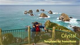  Presentation with pacific - Slides consisting of woman-photographer-on-the-observation background and a tawny brown colored foreground