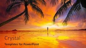  Presentation with krabi - Presentation theme having woman photographer sunset on the beach of ao nang in krabi thailand background and a gold colored foreground