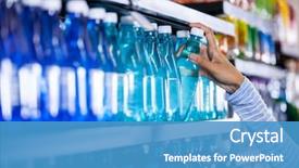  Presentation with bottle water - Amazing PPT theme having woman picking bottle of water backdrop and a teal colored foreground