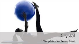  Presentation with pilates - Presentation consisting of woman pilates ball exercises fitness background and a light gray colored foreground