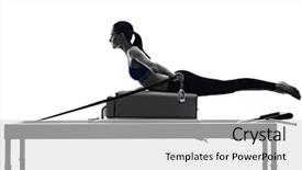  Presentation with pilates - Colorful theme enhanced with woman pilates reformer exercises fitness backdrop and a light gray colored foreground