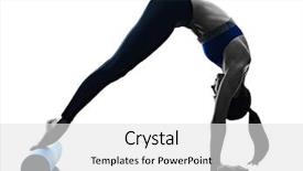  Presentation with pilates - Beautiful theme featuring woman pilates roller exercises fitness backdrop and a light gray colored foreground